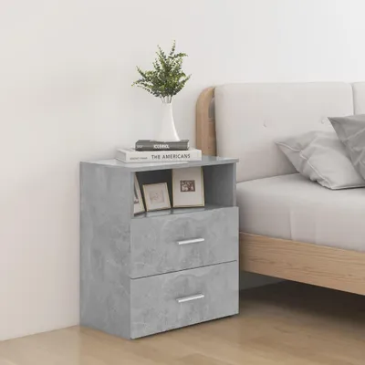 Image de vidaXL Tables de nuit 2 pcs. Gris béton 50x32x60cm