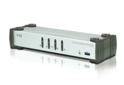 Produktbild von ATEN 4-Port USB 3.0 DisplayPort KVMP™ Switch (Kabel enthalten), 3840 x 2160 Pixel, 2,99 W, Schwarz, Grau