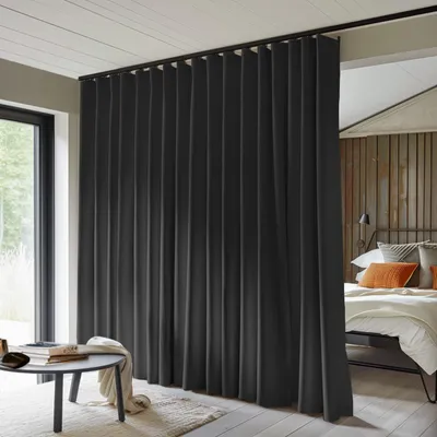 Raumteiler-Vorhang, verdunkelnd, 4,5 m × 2,1 m, schwarz