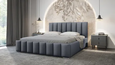 Obrázek produktu pro Elegantní čalouněná postel 160x200 MADALENA 1 s úložným prostorem - šedá