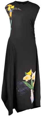 Produktbild von Ärmelloses langes Damenkleid in Schwarz mit Rundhalsausschnitt