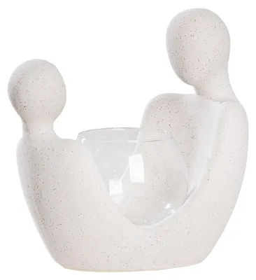 Produktbild von Gilde Windlicht, "People", Glas, Keramik, weiß, VE 2, L. 12.5 cm, B. 19.5 cm, H. 19 cm 58775 4063387587751