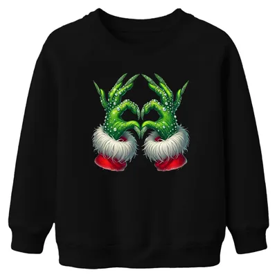 Zdjęcie produktu dla Bluza z kapturem "Grinch", motyw świąteczny, zabawny, z brokatem, dla dzieci, czarna, rozmiar 140