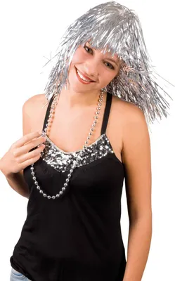 Produktbild von Folienperücke Lametta silber für Damen