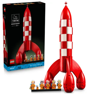 Produktbild von LEGO Ideas Die Mondrakete von Tintin - Raumschiff Modellbau für Erwachsene - Set zum Ausstellen mit 5 Minifiguren und der Hundefigur Struppi für DIY Deko - Geschenkidee für Fans - 21367