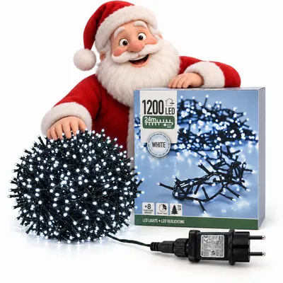 Produktbild von LED-Lichterkette außen 1200 LEDs 24 m kaltweiß mit Timer und Netzteil, IP44