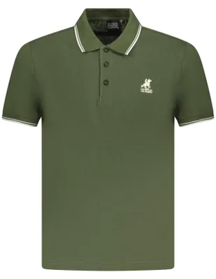 Produktbild von Herren Kurzarm-Poloshirt in Grün mit Stickerei und Kontrastdetails