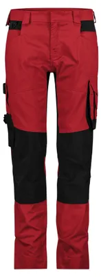 Immagine prodotto di Pantaloni da lavoro elasticizzati DASSY® Dynax Next Women con tasche per ginocchiere, da donna, rosso/nero, taglia 48