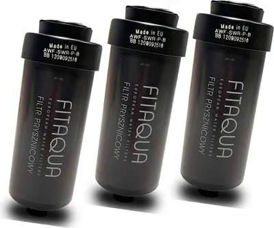 Obrázok produktu pre 3 x sprchový filter FitAqua Antiscaling vodný filter proti chlóru a vodnému kameňu v čiernej matnej farbe