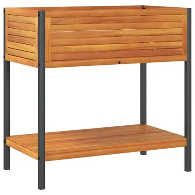 Produktbild von Pflanzkübel mit Ablage 45x45x80 cm Massivholz Akazie und Stahl