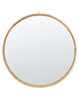 Obrázek produktu pro BELIANI Nástěnné zrcadlo přírodní ratanové 60 cm kulaté tenký rám moderní boho design předsíň obývací pokoj