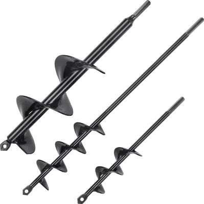 Obrázok produktu pre VEVOR záhradný vrták φ38x220mm φ48x370mm φ77,6x300mm Šnekový vrták PCM oceľový kolíkový vrták pre šesťhranný vrták 3/8"(9,53 mm) Šnekový vrták na sadenie a miešanie semien