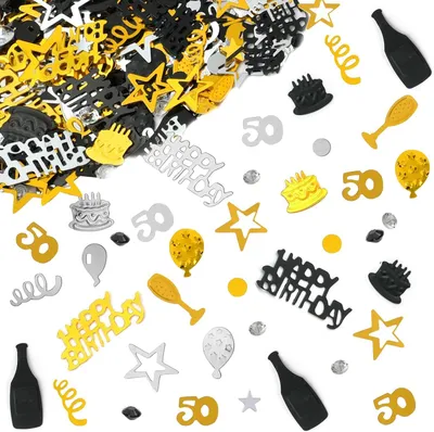 Imagen del producto de Confeti decorativo con forma de estrellas, en colores  y dorado, para celebrar un 50º cumpleaños, ideal para decorar la mesa