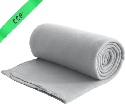 A rolled-up fleece blanket on a white background.