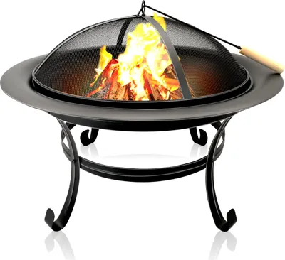 Produktbild von BBQ Collection Feuerschale mit Funkenschutz - Feuerkorb 77 x 17 x 76 cm - Terrassenofen mit Griffen und Schürhaken - Gartenkamin für Brennholz - Deko Terrasse - Kohlenstoffstahl