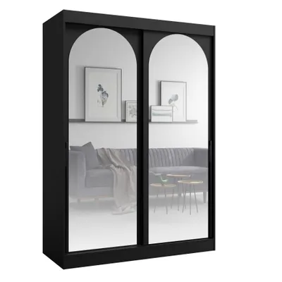 Immagine prodotto di PAWS MÖBEL Armadio scorrevole nero 150x215x65 MONIDO con specchi moderno e funzionale, armadio per la camera da letto, mobile