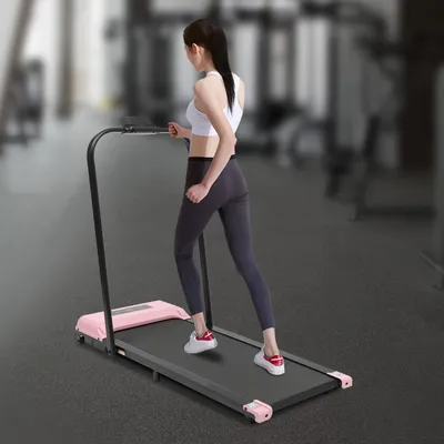 Obrázek produktu pro Běžecký pás 2 v 1 Elektrický běžecký pás Fitness zařízení s dálkovým ovládáním a LED displejem pro domácí kancelář (růžová)