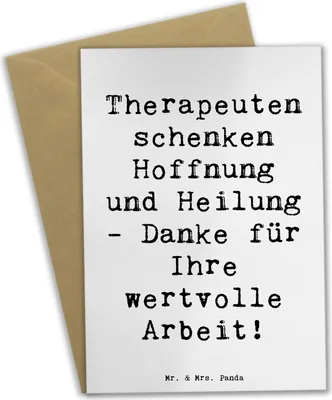 Produktbild von Mr. & Mrs. Panda Grußkarte Spruch Therapeut Dankeschön - Weiß - Geschenk, einladungskarten, babykarte, Bedanken, handgefertigt, Anerkennung, Psychologen, Hingabe