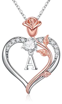 Produktbild von TINGN Halskette Damen Kette mit Buchstaben, Herz Halskette Frauen Silber Kette m