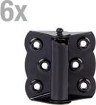 Produktbild von Alberts 839994 Scharnier | selbstschließend | schwarz kunststoffbeschichtet | 70 x 65 x 22 mm | 6er Set
