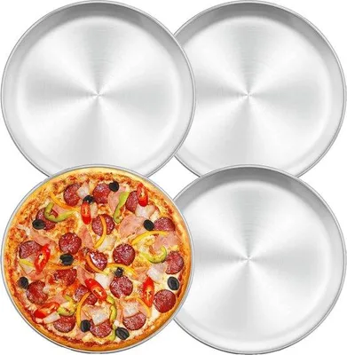 Produktbild von Famanu Pizzaplatte 30 cm - aus Edelstahl, hitzebeständig, spülmaschinenfest