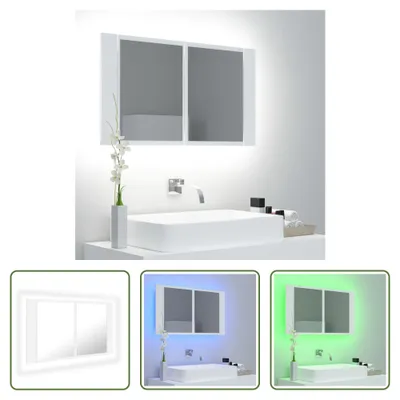 Produktbild von The Living Store LED-Bad-Spiegelschrank Weiß 80x12x45 cm Acryl