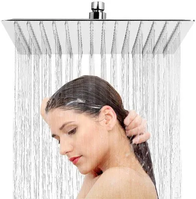 Image de Pomme de douche à effet pluie en acier inoxydable avec buses anti-calcaire