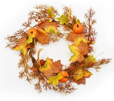 Herbstkranz 40 cm mit Ahornblättern, Kürbissen & Beeren