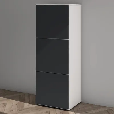 Produktbild von Mai & Mai Schuhschrank Schuhkommode mit 3 Schränken BTH: 45x36x120 cm Schuhregal Möbel in Weiß matt + Anthrazit matt Schuhschrank02