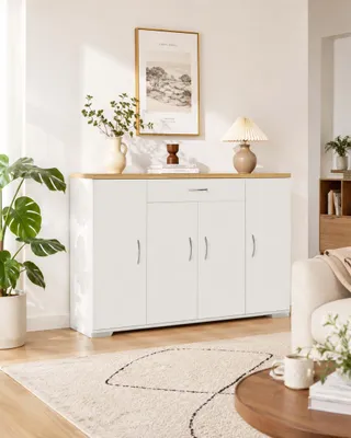 Image de Buffet blanc 110 cm - Armoire de rangement avec portes - Buffet - Moderne