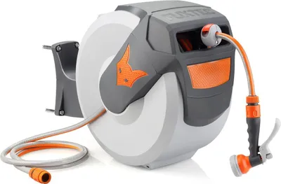 Produktbild von FUXTEC Wasserschlauchaufroller | Schlauchbox mit 20m Wasserschlauch | Automatik-Schlauchaufroller bis 180° schwenkbar | FX-WSA20