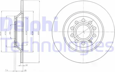 Produktbild von 2x DELPHI Bremsscheibe BG4088 für AUDI A6 Avant (4F5 C6) A6 Allroad (4FH C6)