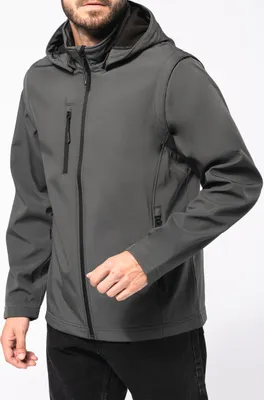 Produktbild von Kariban 3-lagige Uni-Softshell-Jacke mit Kapuze und abnehmbaren Ärmeln