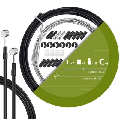 Productafbeelding van Fietsremkabelset met 3M Huls en 2500mm Binnenkabels in Neutraal Zwart