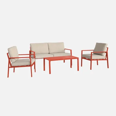 Produktbild von sweeek - Aluminium-Gartenmöbelset für 4 Personen - Terrakotta