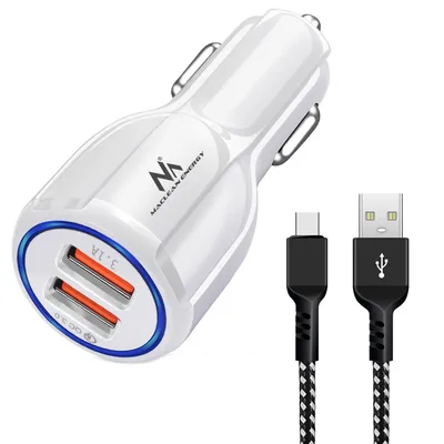 Immagine prodotto di Caricabatterie da auto Maclean, Qualcomm Quick Charge, QC 3.0 - presa 5V/3A, 9V/1.8A, 12V/1.6A, 5V/3.1A con cavo USB Type-C