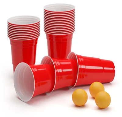 Produktbild von Andrews Red Beer Cups 473 ml (16 Oz) robust inkl. Bällen und Regelwerk