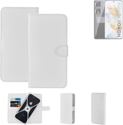 Produktbild von K-S-Trade Handy Hülle Schutz Hülle kompatibel mit Honor 90 Cover Case Bookstyle Bumper weiß 1x