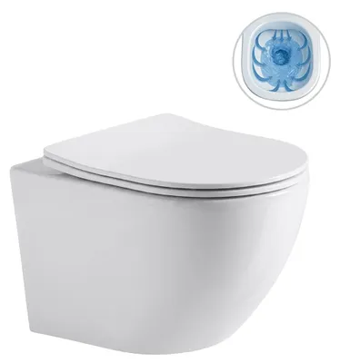 Obrázek produktu pro CERANO - WC závěsné Verde, Rimless + Slim/UF sedátko - bílá lesklá - 49x36 cm