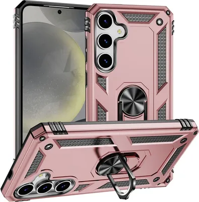Produktbild von Mobigear Armor ring  Samsung Galaxy S25 Hülle Hardcase Backcover Stoßfest mit Ringhalter - Roségold