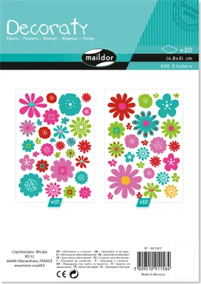 Produktbild von Maildor Decoraty, 20 Stickerbogen 14,8x21cm, Blumen - Mehrfarbig AE158C
