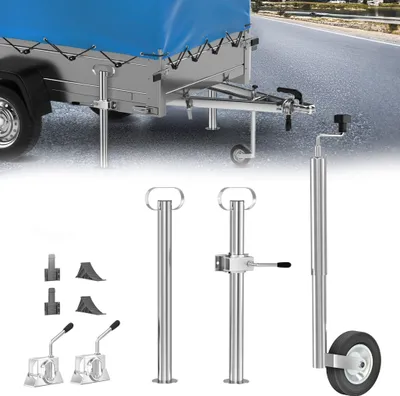 Produktbild von XMTECH Anhänger Stützrad Automatik, Stützrad 150kg mit Montiersatz, für PKW Anhänger, Rohrdurchmesser Ø 48mm, mit Klemmhalter Laufrad