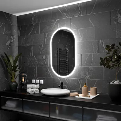 Produktbild von Ovaler Badezimmerspiegel mit LED-Beleuchtung - Hamburg - 50x100cm