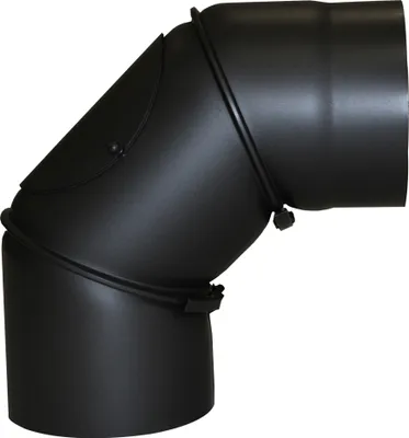 Produktbild von Bogen 90° Senotherm schwarz 2mm mit Tür 120mm