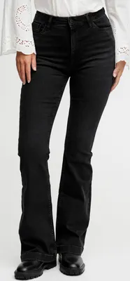 Obrázek produktu pro Dámské džíny Pulz PZBECCA, džínové kalhoty, bootcut, culotte, s kapsami, poutky na pásek, mírně elastické, směs bavlny, slim fit