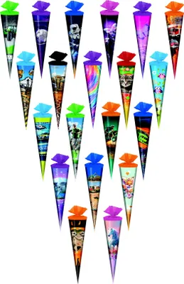 Produktbild von 20x Schultüte / Zuckertüte / Länge: 35cm / rund / 20 Motive sortiert
