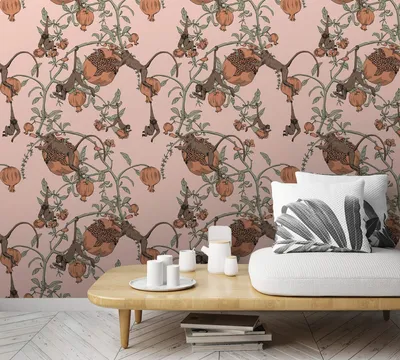Produktbild von NEWROOM Tapete Rosa Vliestapete Tiere - Wandbild Tropisch Rot Affen Dschungel Tapete Floral Tiertapete