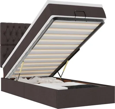 Obrázek produktu pro vidaXL Osmanská postel s matrací a LED diodami tmavě hnědá 80x200 cm látka