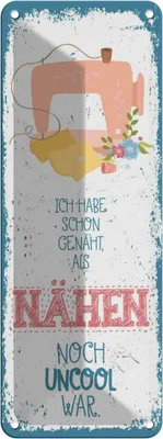 Produktbild von vianmo Blechschild 27x10 cm NÄHEN habe schon genäht als Spruch Zitat