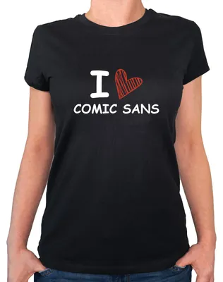 Produktbild von Huuraa Damen T-Shirt I love Comic Sans Herz XS Black Bio Baumwolle Fairtrade Damenshirt Geschenkidee